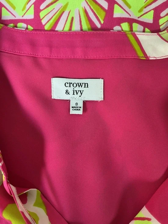 Crown & Ivy Pink Lime Seaside Seahorse Seashell Summer Sleeveless Dress sz 8 - Picture 11 of 11